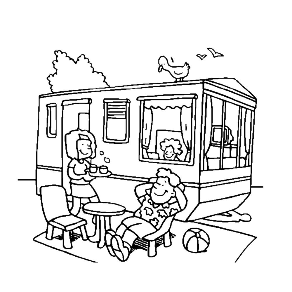 Plansa de colorat cu Camping 30 24